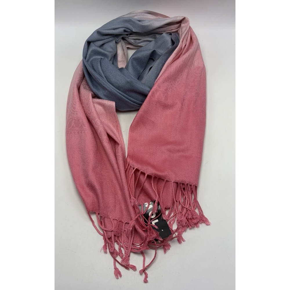 Pashmina 100% Cashmere Wrap Scarf Shawl Fringed  Ombre Pink Blue New